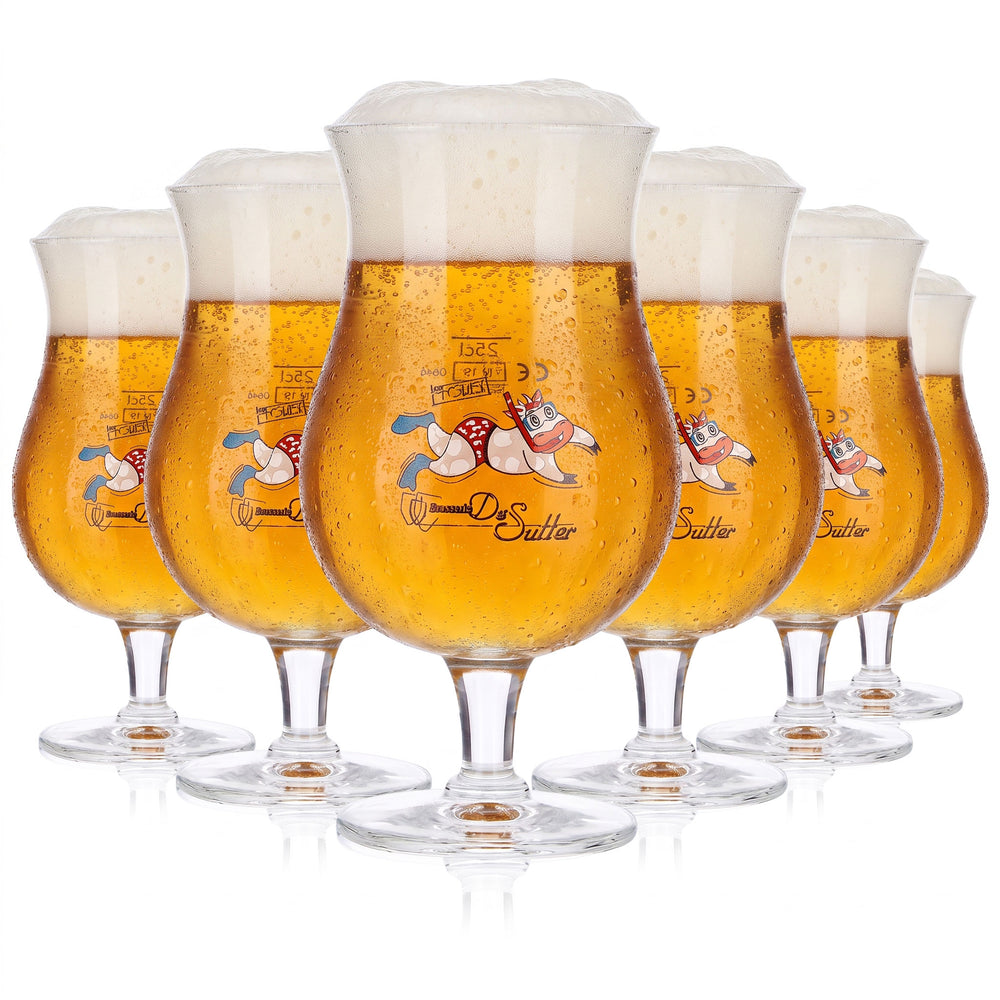 6 bicchieri da birra Brasserie De Sutter da 0,25 l, bicchieri da birra artigianale con la mucca che galleggia (set da 6)