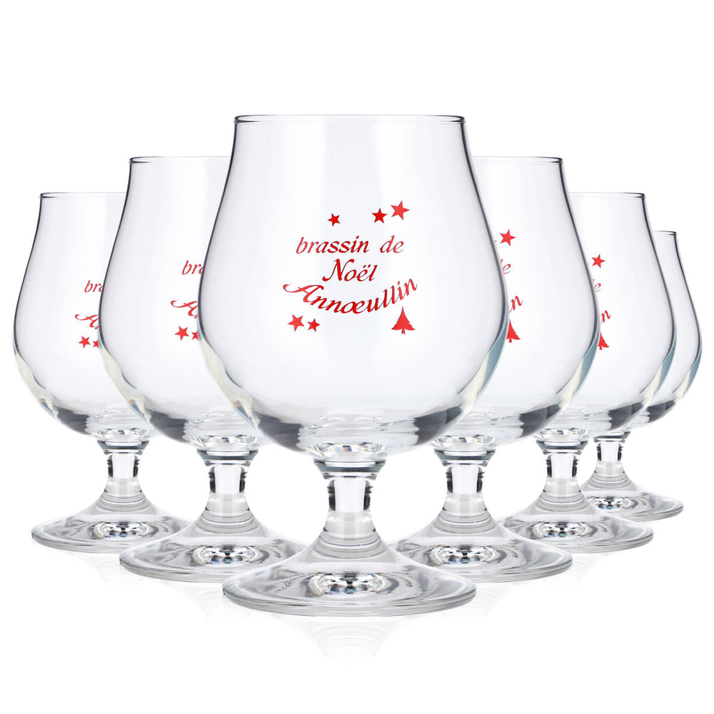 6 bicchieri da birra "Brassin de Noel Annoeullin" da 0,35 l a forma di coppa
