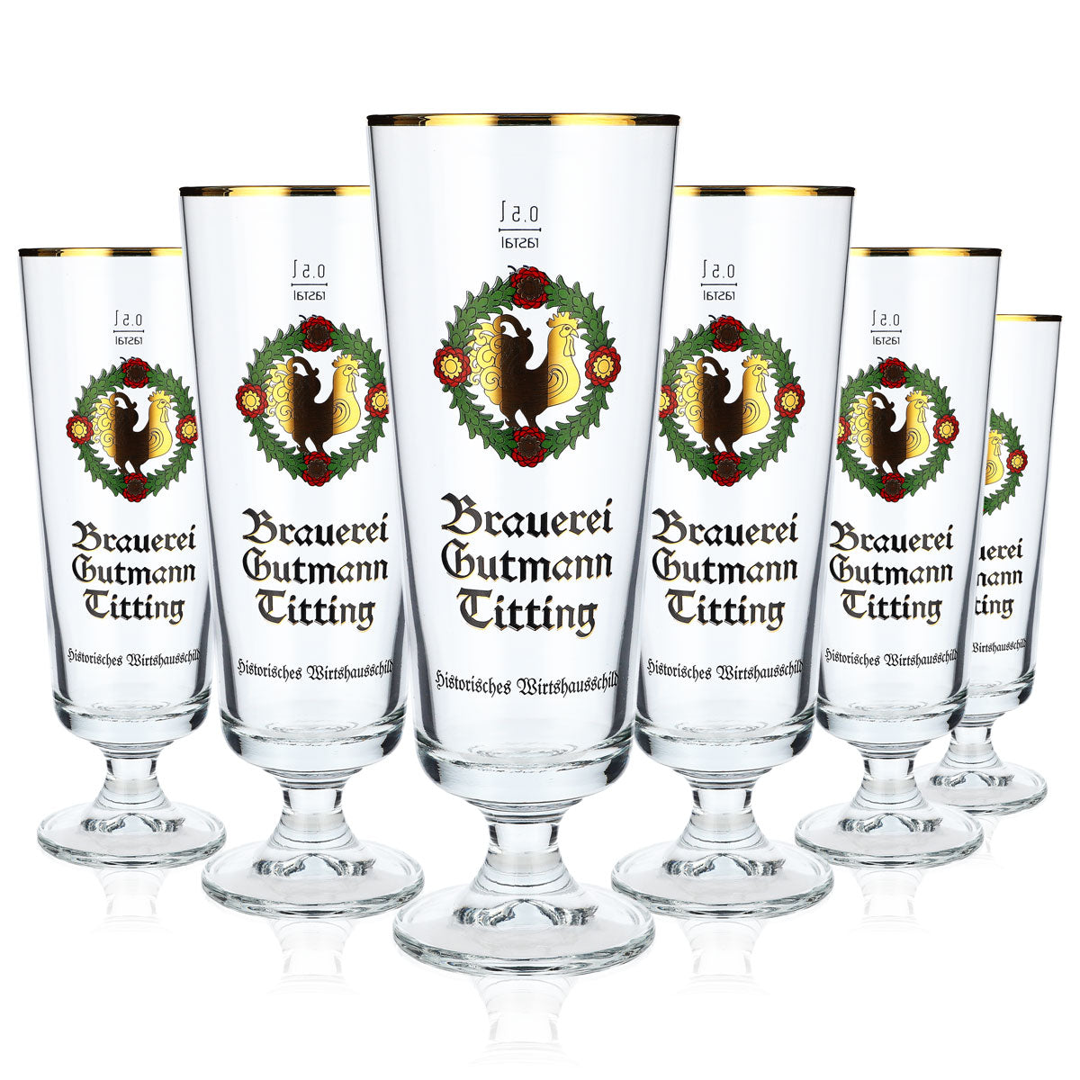 6 bicchieri da birra da 0,5 l della birreria Gutmann Titting con rubinetto Rastal Brauerstutzen – Vista 5