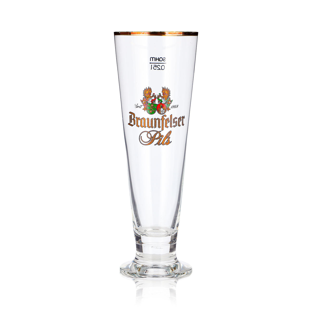 6 bicchieri da birra Braunfelser da 0,25 l, a forma di coppa con bordo dorato, modello Pils Sahm (set da 6) – Vista 3