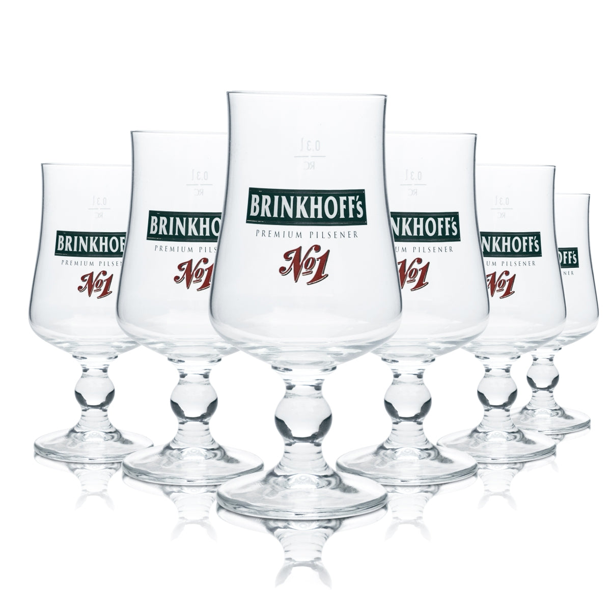 6 bicchieri da birra Brinkhoffs 0,3 l a forma di coppa, birrificio Gastro Dortmund Pils
