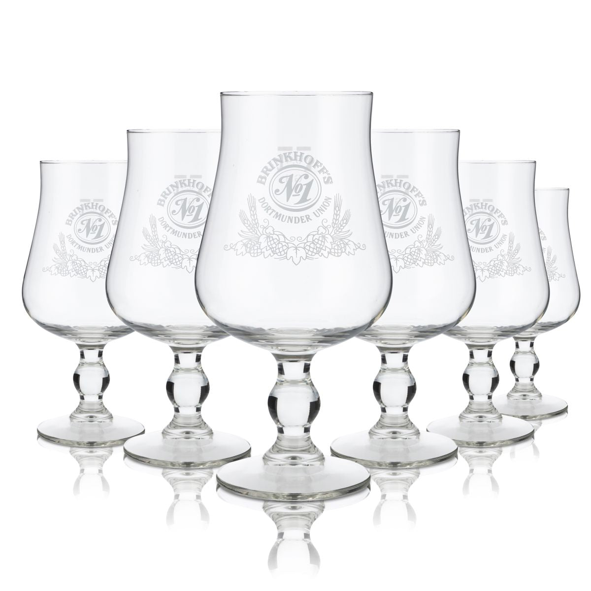 6 bicchieri Brinkhoffs da birra da 0,4 l, forma a tulipano, n. 1, Dortmunder Union, set
