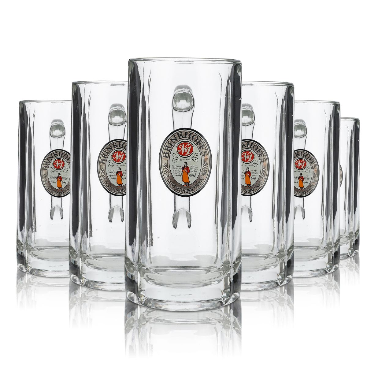 6x Brinkhoffs Bicchiere da birra 0,4 l Fidenza Bicchiere con rilievo in vetro Set di bicchieri Seidel