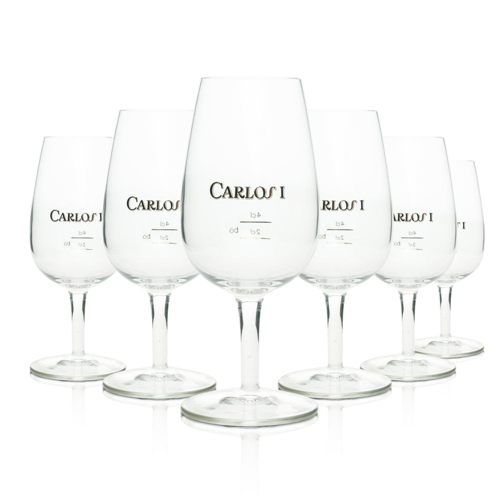6 bicchieri da brandy Carlos con logo dorato 4 cl Böckling