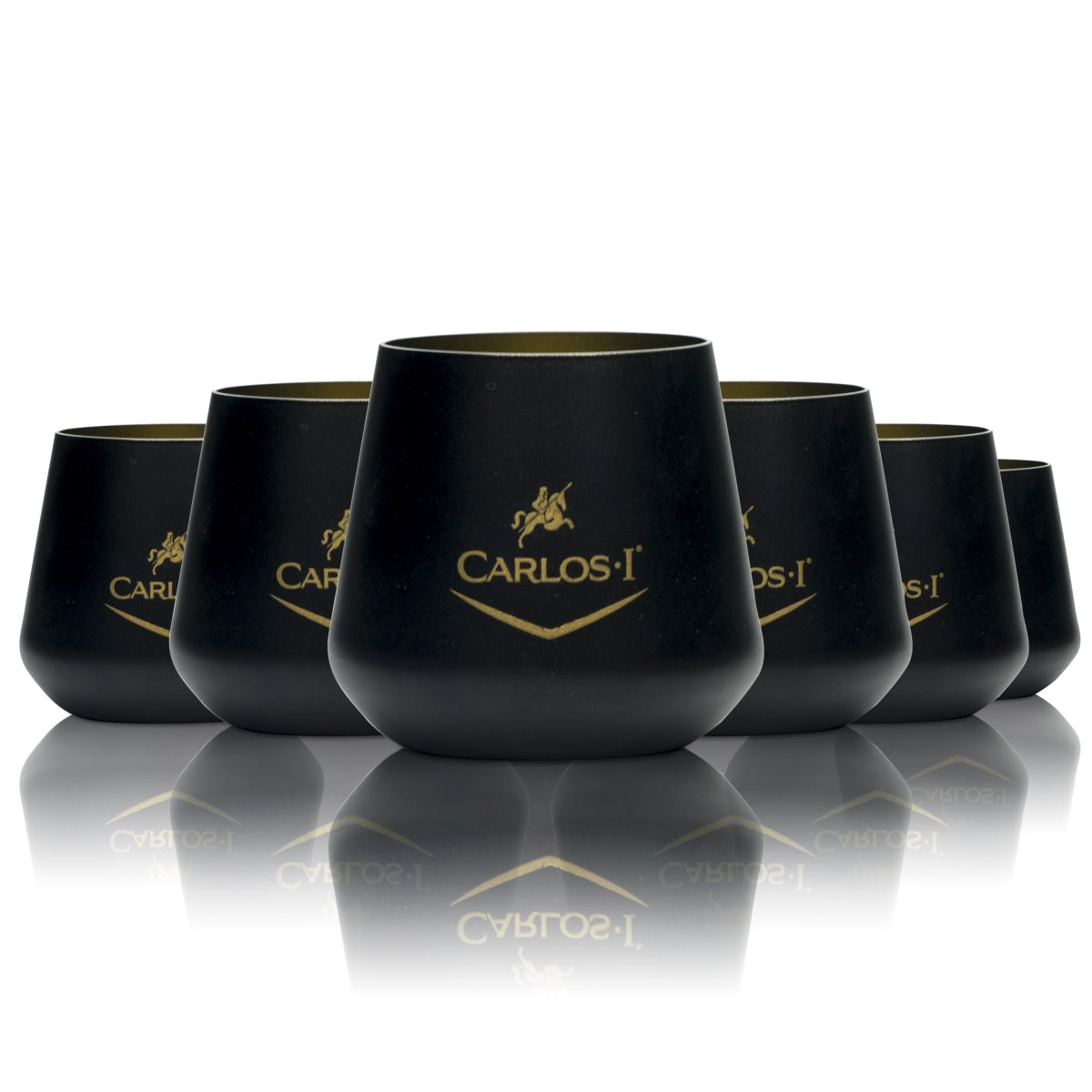 6 bicchieri da brandy Carlos I 0,3 l tumbler satinati opachi con logo dorato