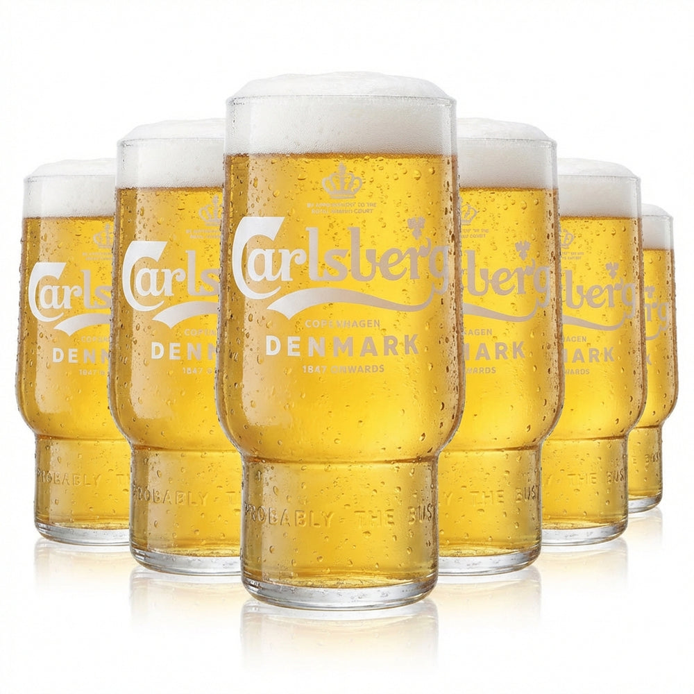 6 bicchieri da birra Carlsberg da 0,5 l Bicchieri da birra Tumbler Bicchiere da birra Tazza Logo bianco