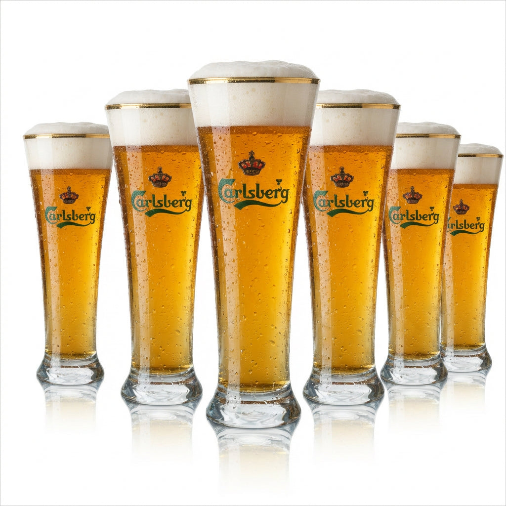 6 bicchieri da birra Carlsberg Tuborg Tulip 0,3 l con bordo dorato Ritzenhoff