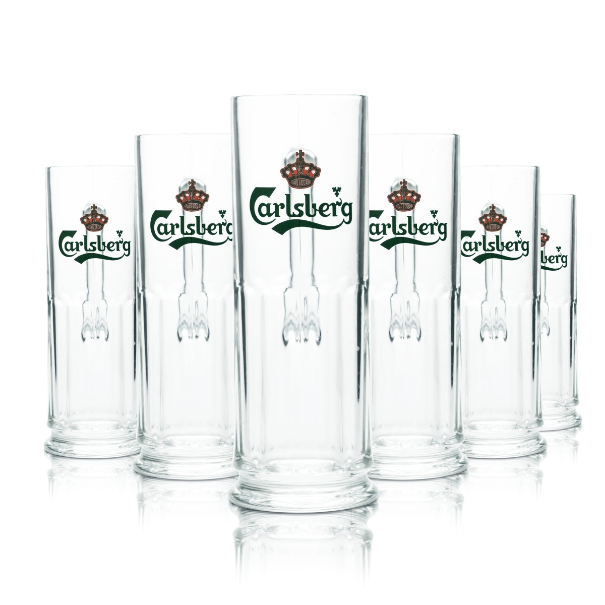6 bicchieri da birra Carlsberg in vetro da 0,4 l, forma contornata, boccale, boccale da birra, birrificio Pilsener