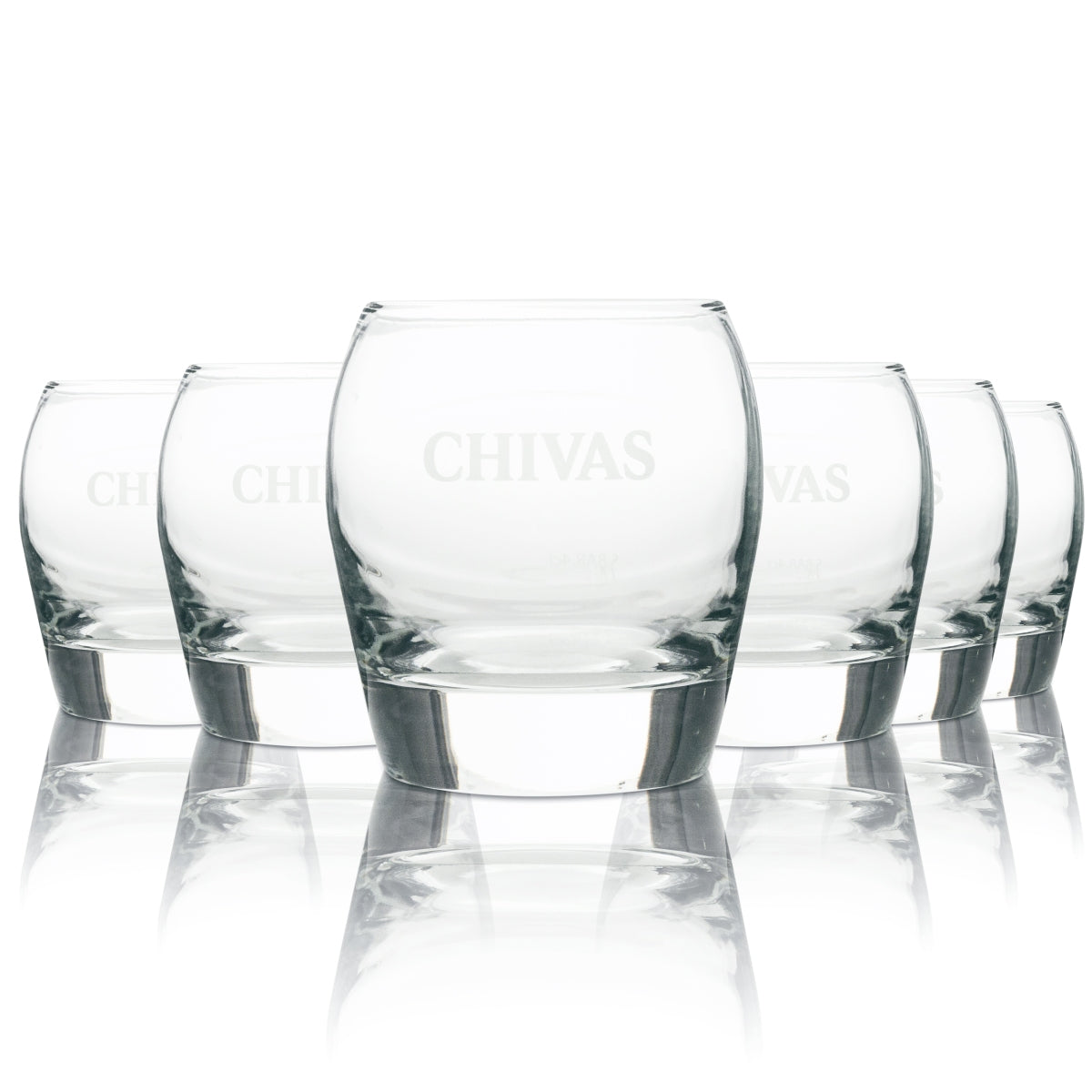 6 bicchieri tumbler Chivas Regal con scritta bianca, nuova versione