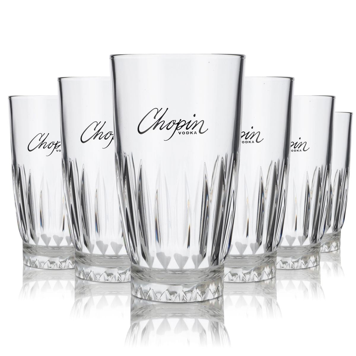 6 bicchieri Chopin 0,355 l per cocktail highball, set con vetro sagomato in rilievo
