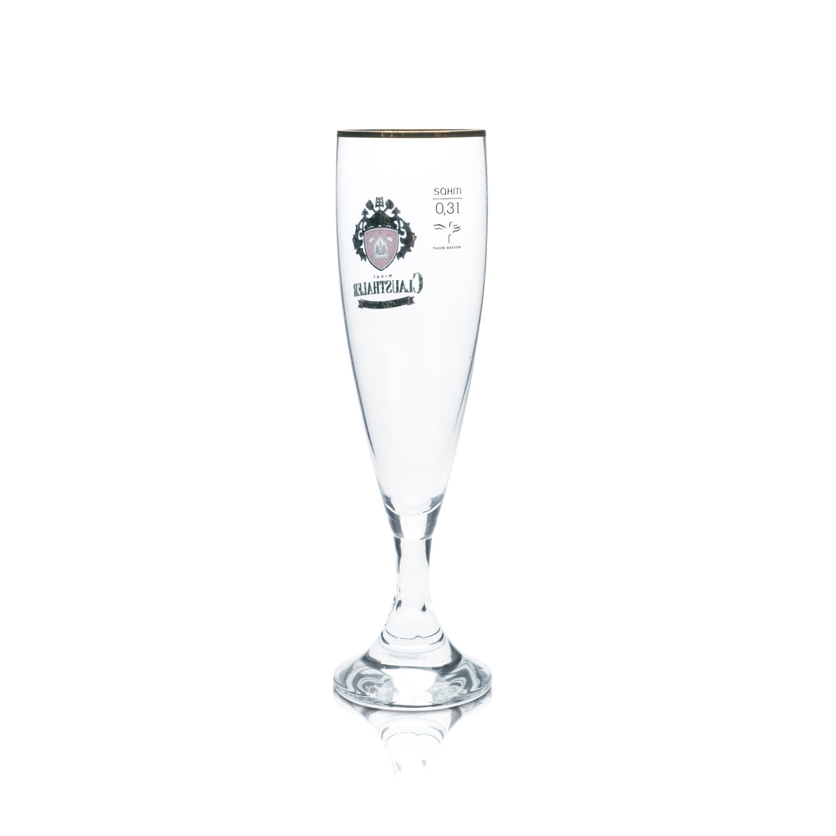 6 bicchieri da birra Clausthaler 0,3 l a forma di coppa con bordo dorato, senza alcol, per bar e ristoranti – Vista 3