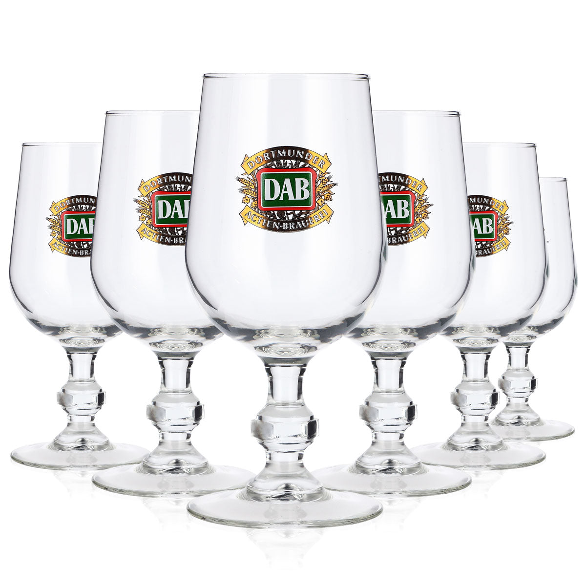 6 bicchieri da birra DAB - Dortmunder Aktien Brauerei da 0,33 l, modello "Pokal", con il vecchio logo