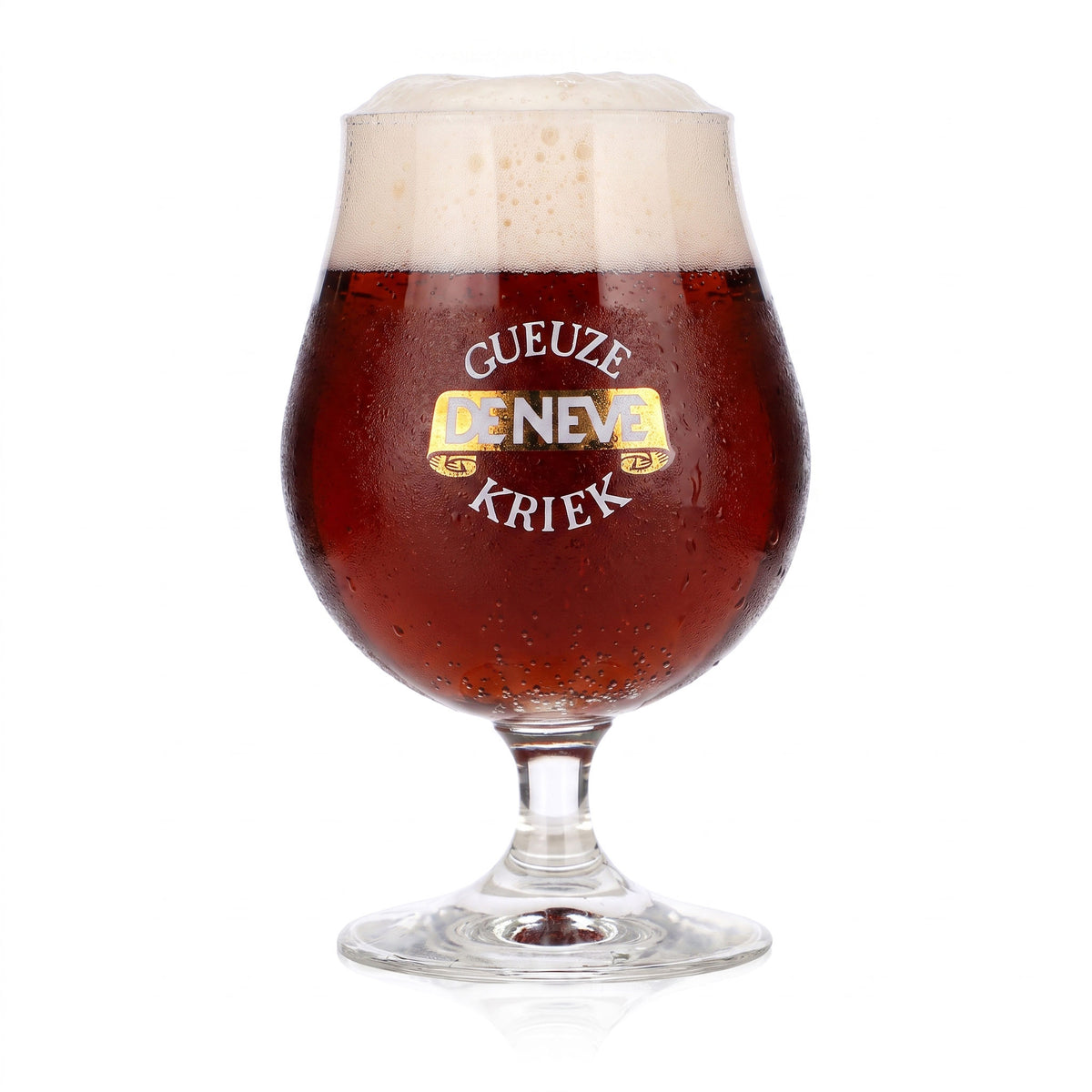 6 bicchieri da birra De Neve da 0,25 l, forma a tulipano, logo dorato e scritta bianca (set da 6) – Vista 2