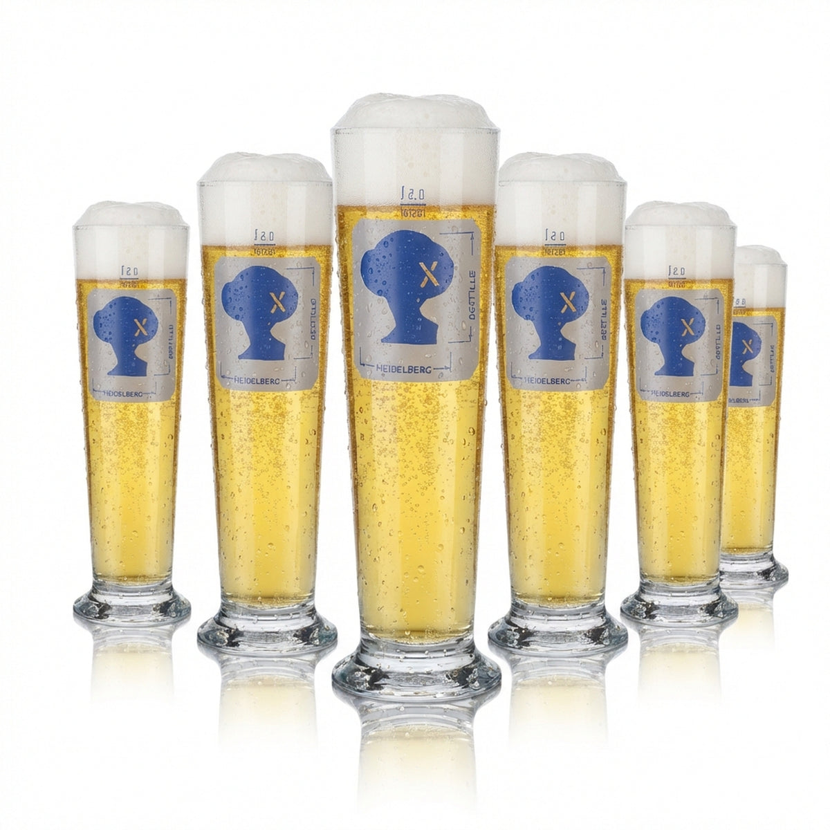 6x Distilleria Heidelberg Bicchiere 0,5 l Bicchiere a calice Bicchieri da birra Set Gastro Calibrato