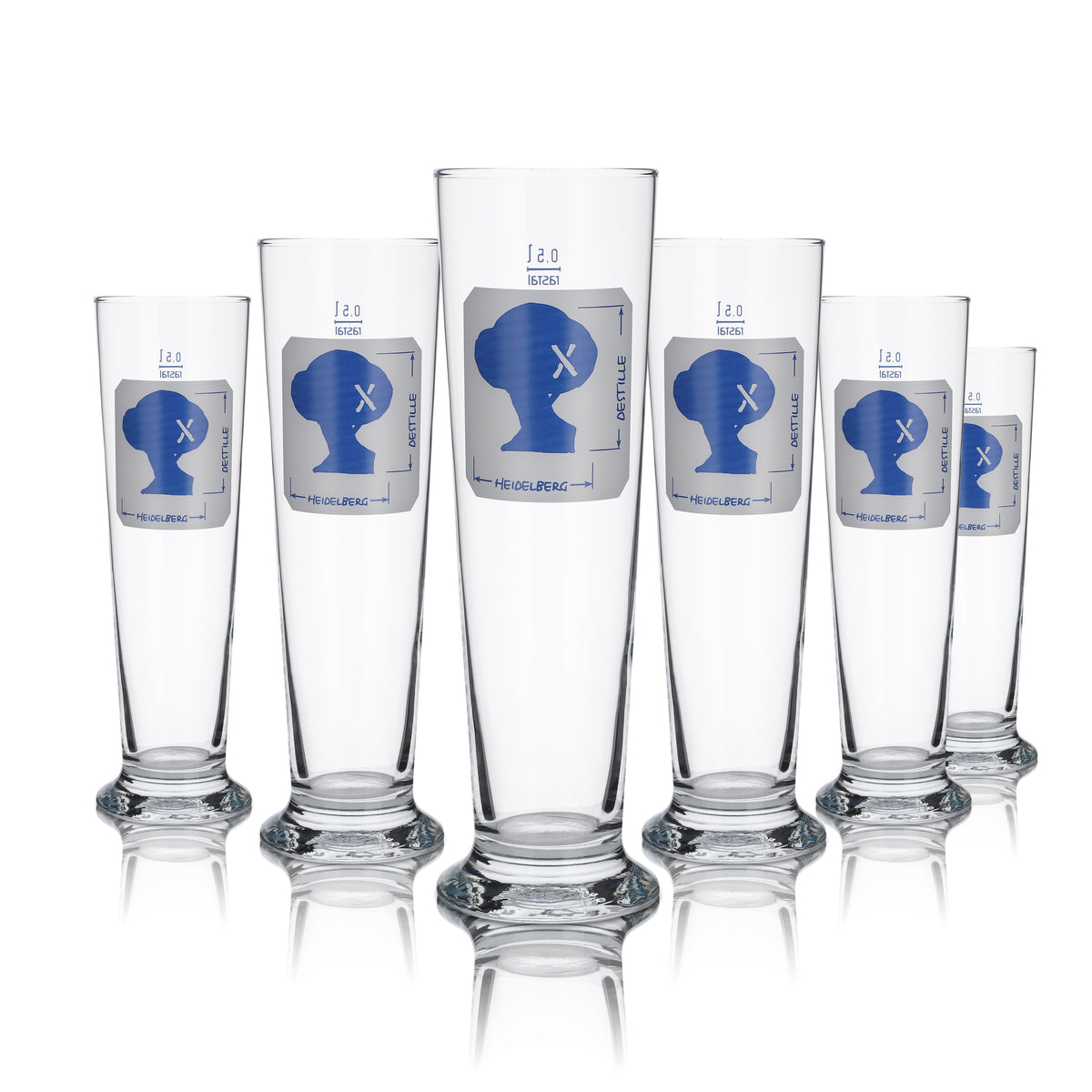 6x Distilleria Heidelberg Bicchiere 0,5 l Bicchiere a calice Bicchieri da birra Set Gastro Calibrato – Vista 5