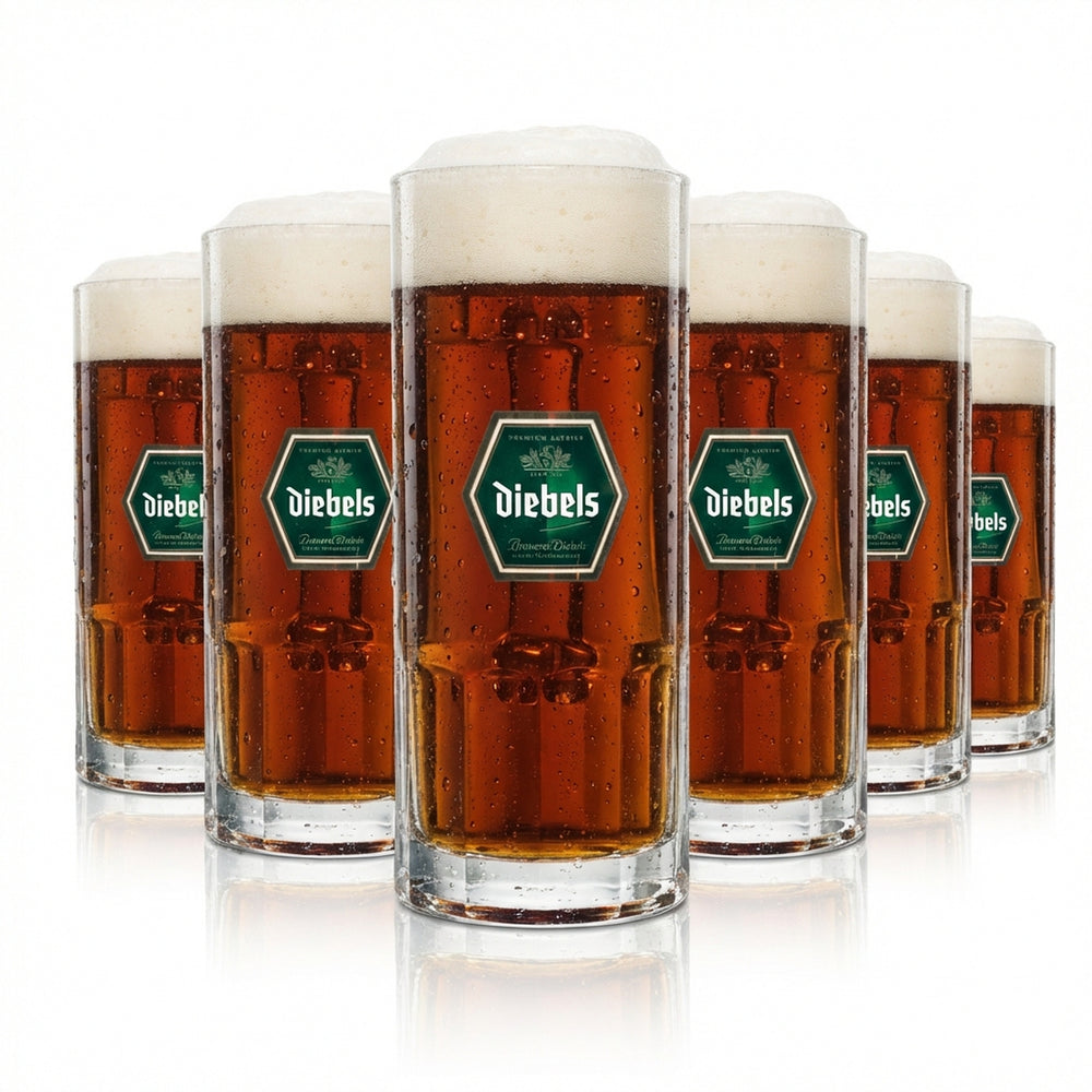 6 bicchieri da birra Diebels 0,5 l, boccale scanalato Sahm Wallenstein