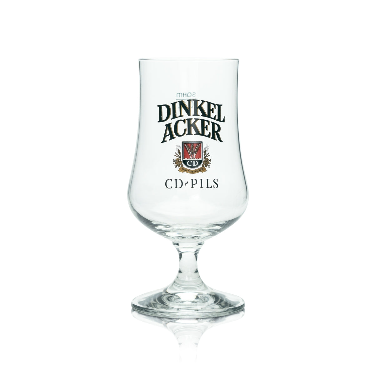 6 bicchieri da birra in vetro 0,3 l con manico in legno di frassino, forma a tulipano, con logo e iscrizione "Dinkel Acker Bier" (birra di farro) – Vista 2