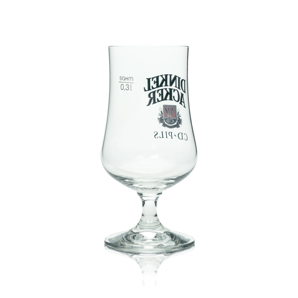 6 bicchieri da birra in vetro 0,3 l con manico in legno di frassino, forma a tulipano, con logo e iscrizione "Dinkel Acker Bier" (birra di farro) – Vista 4