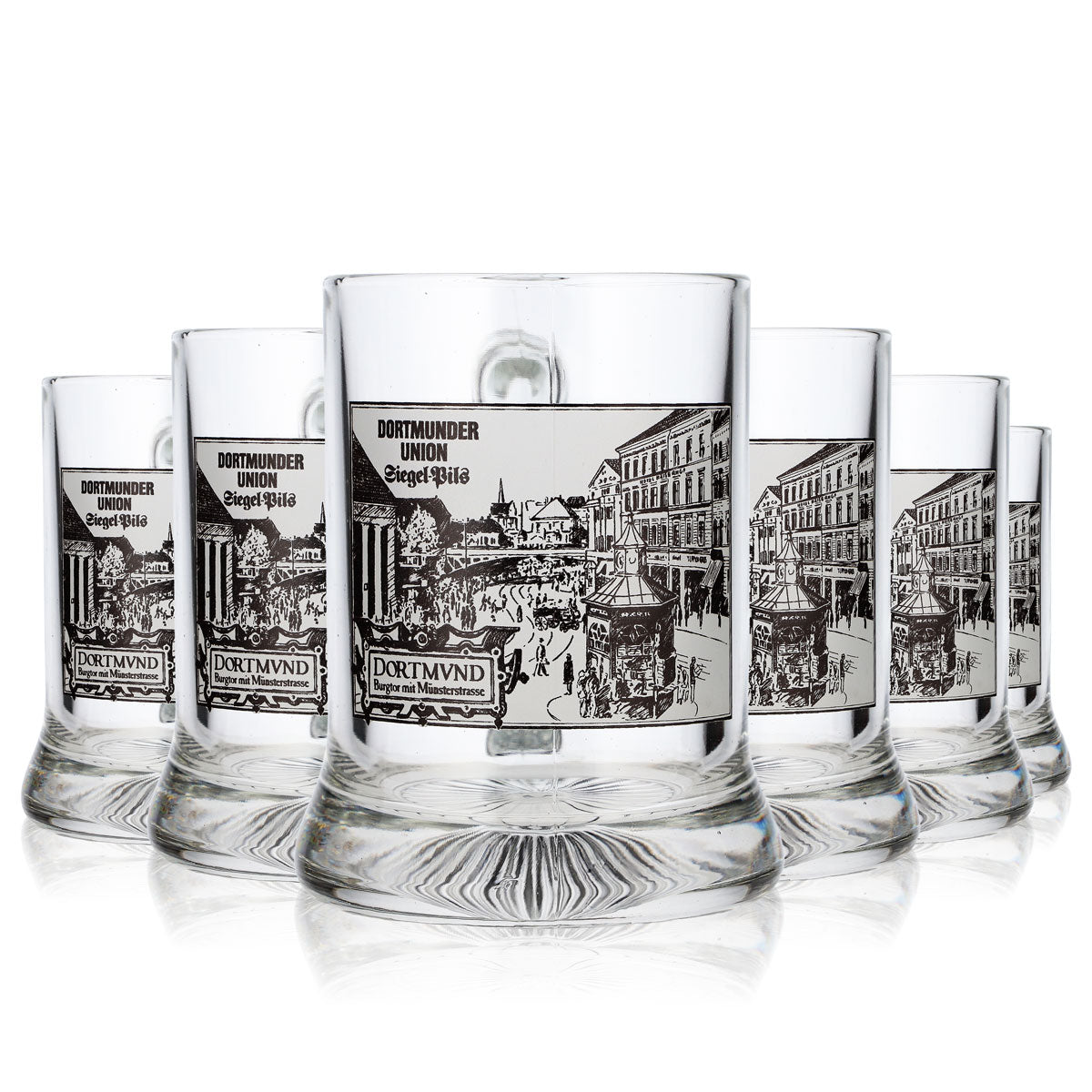 6 bicchieri da birra Dortmunder Union da 0,28 l con sigillo Pils Burgtor Münstertor (set da 6)