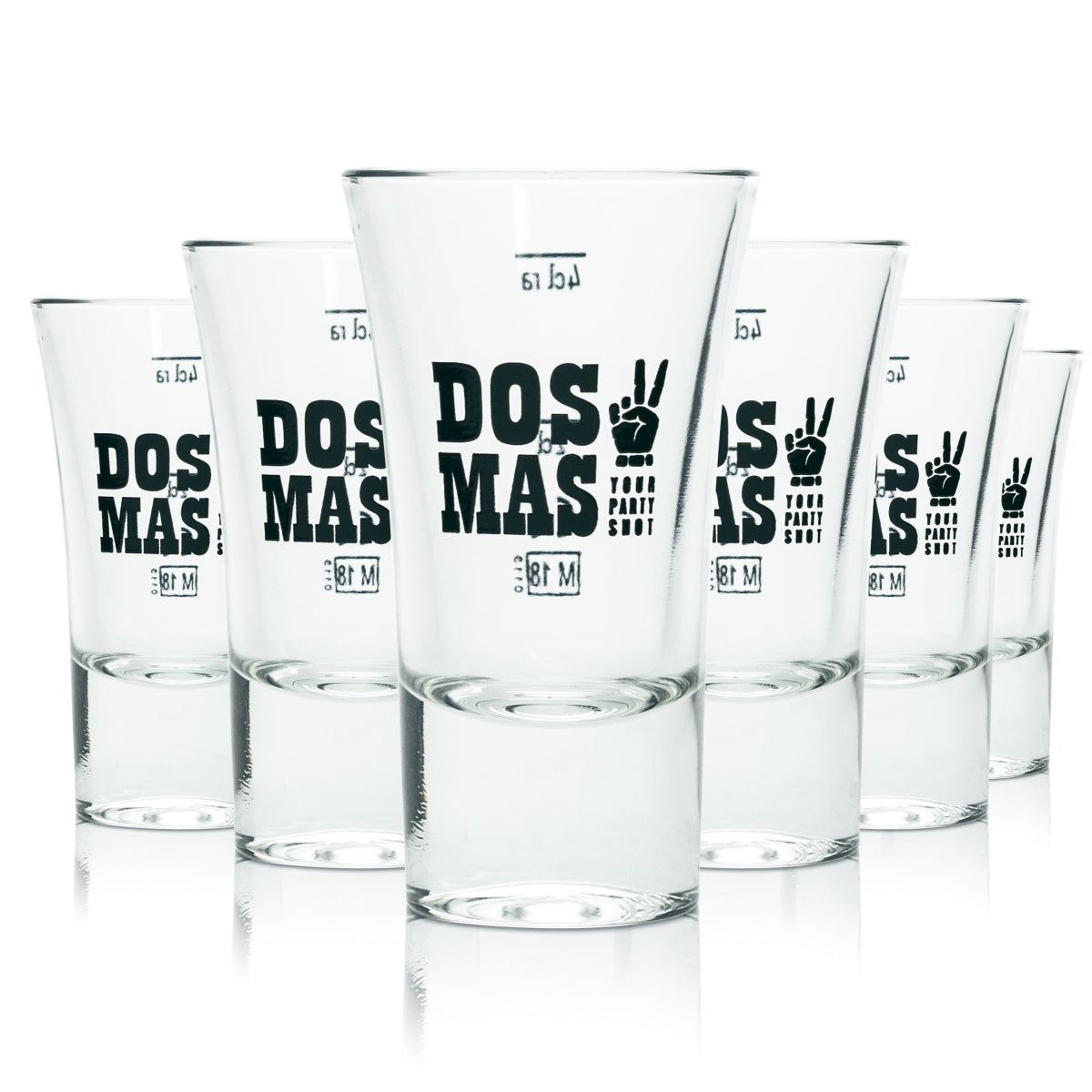 6 bicchieri Dos Mas da 4 cl per shot, bicchieri corti da bar, pub, ristoranti, feste, tequila