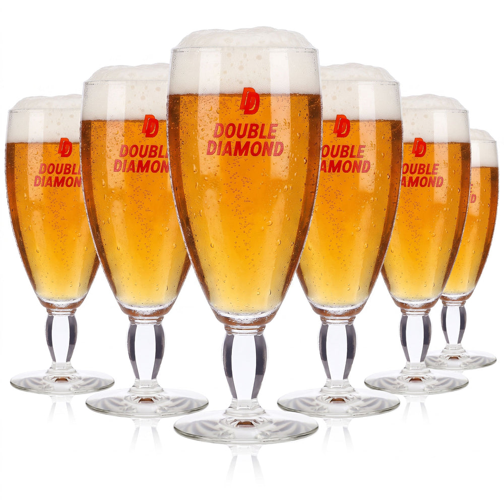 6 bicchieri da birra Double Diamond a forma di coppa da 0,34 l con stelo angolare (set da 6)