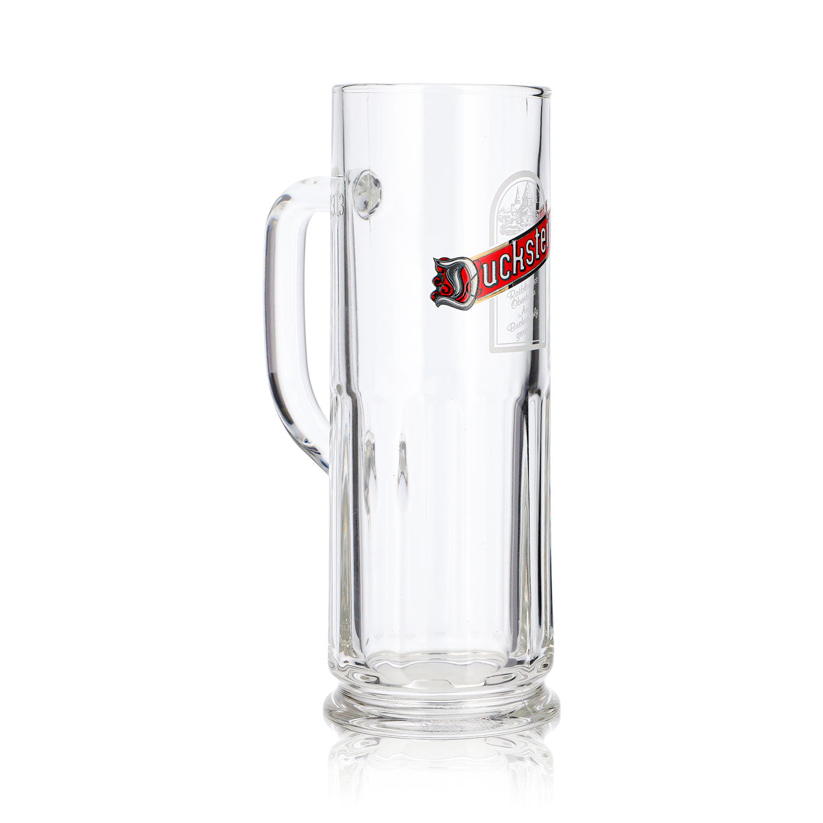 6 bicchieri da birra Duckstein da 0,3 l con logo rosso e cornice bianca in rilievo (set da 6) – Vista 4