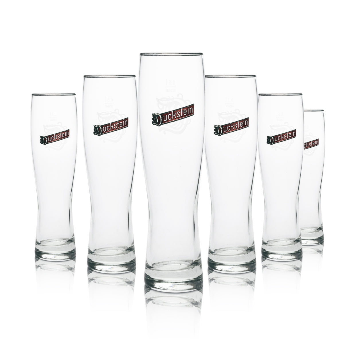 6 bicchieri da birra Duckstein Pilsener 0,5 l con bordo argentato