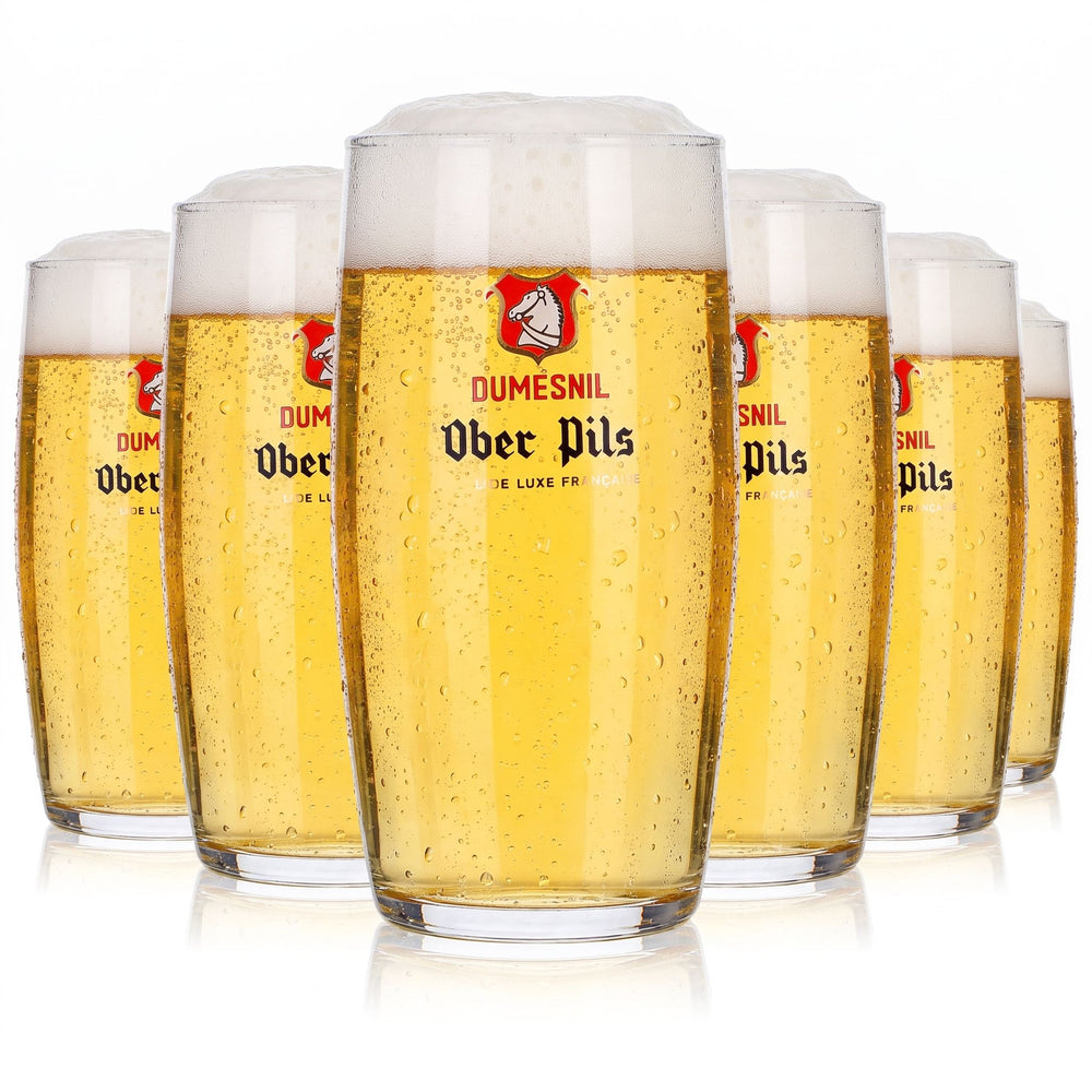 6 bicchieri da birra Dumesnil da 0,25 l, modello "Ober Pils" con logo rosso