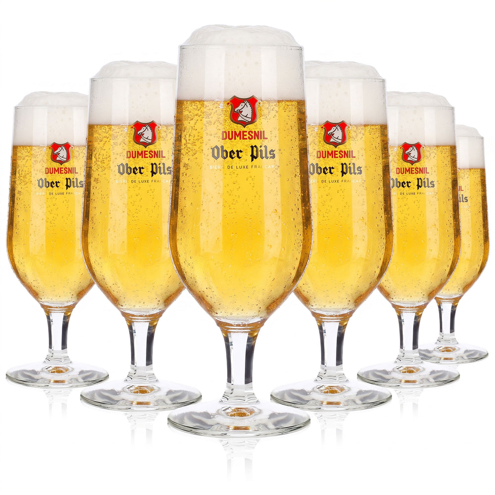 6 bicchieri da birra Dumesnil, bicchieri da birra a calice da 0,25 l, Ober Pils, logo rosso, set da 6