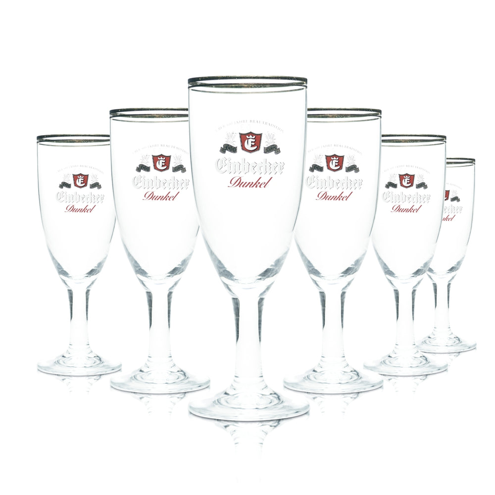 6 bicchieri da birra Einbecker 0,3 l, forma a tulipano con bordo dorato Maredsouse, bicchieri da ristorazione