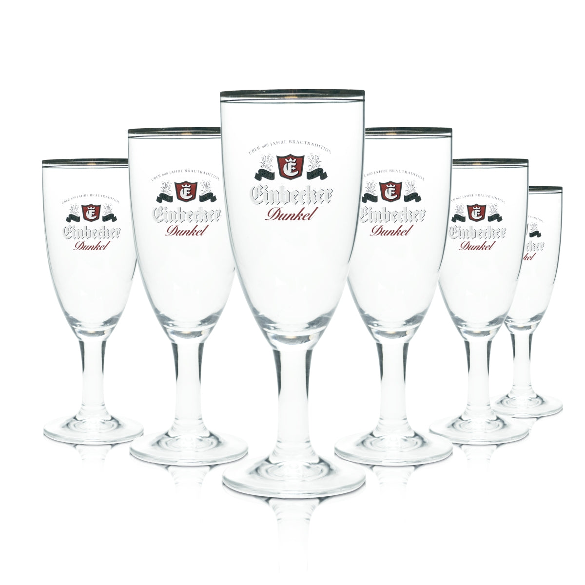 6 bicchieri da birra Einbecker 0,4 l a forma di coppa con bordo dorato Maredsous, birrificio, bar
