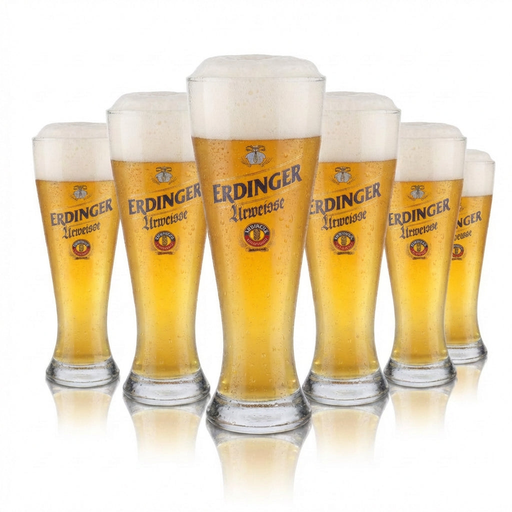 6 bicchieri Erdinger da 0,3 l Bicchiere da birra bianca Urweisse Effetto perlato Fatto a mano Hefeweizen – Vista 2