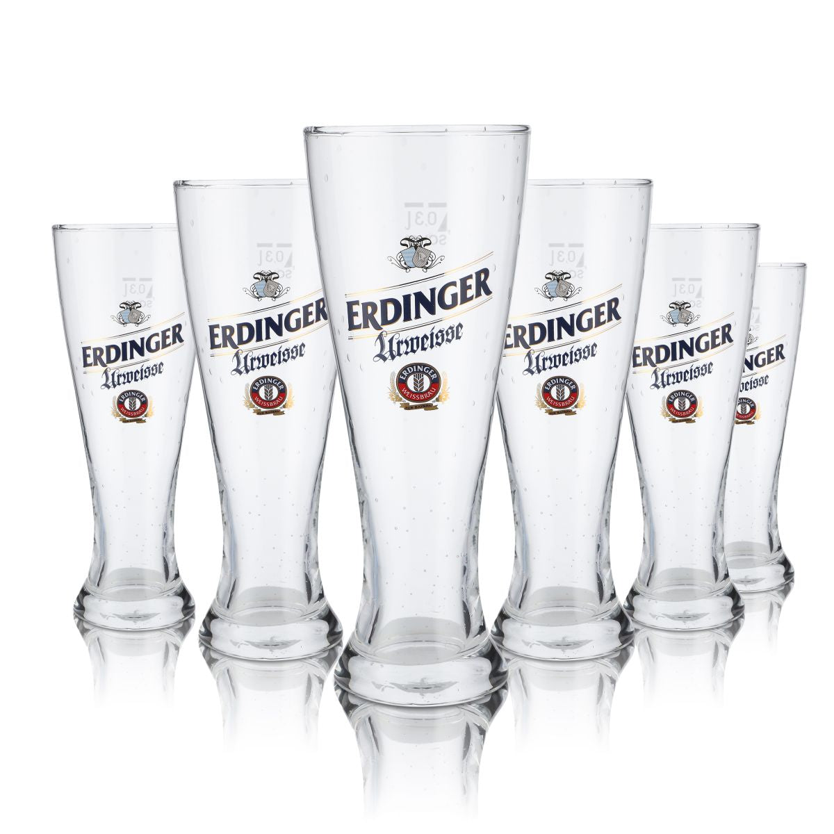 6 bicchieri Erdinger da 0,3 l Bicchiere da birra bianca Urweisse Effetto perlato Fatto a mano Hefeweizen – Vista 3