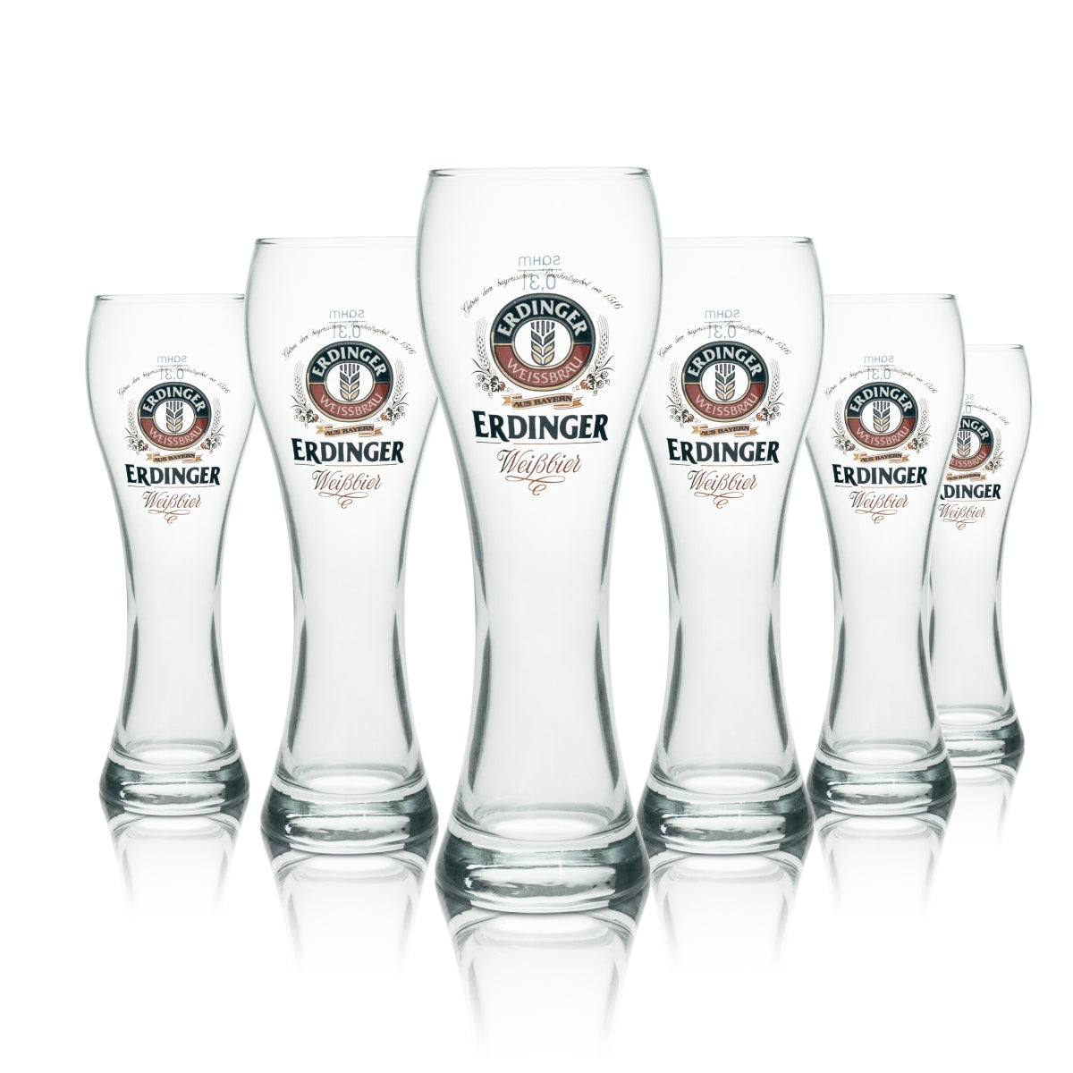 6 bicchieri Erdinger da 0,3 l per birra bianca Hefe Weizen, calibrati per uso gastronomico, Bräu Brauerei – Vista 4