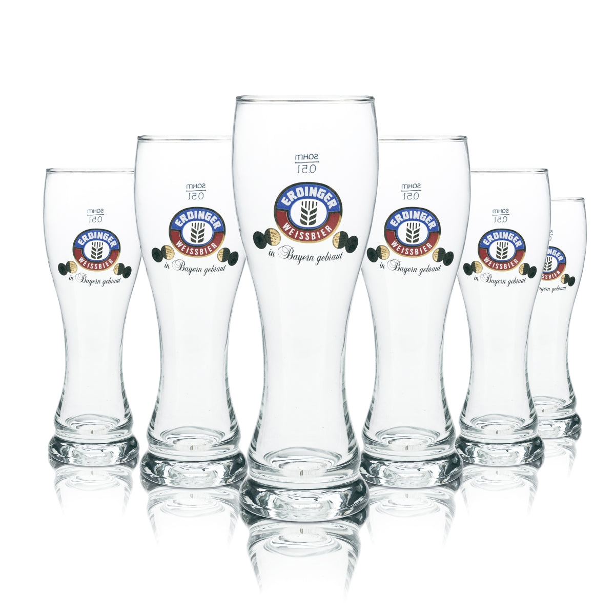 6 bicchieri da birra Erdinger Weißbier 0,5 l Hefe Weizen Baviera Gastro Bar Biergarten