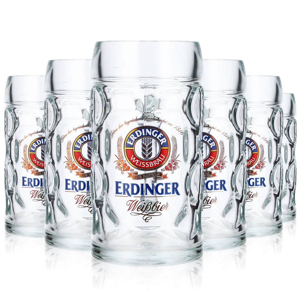 6 boccali di birra Erdinger Weissbräu da 0,5 l Boccali Punktseidel / Isarseidel