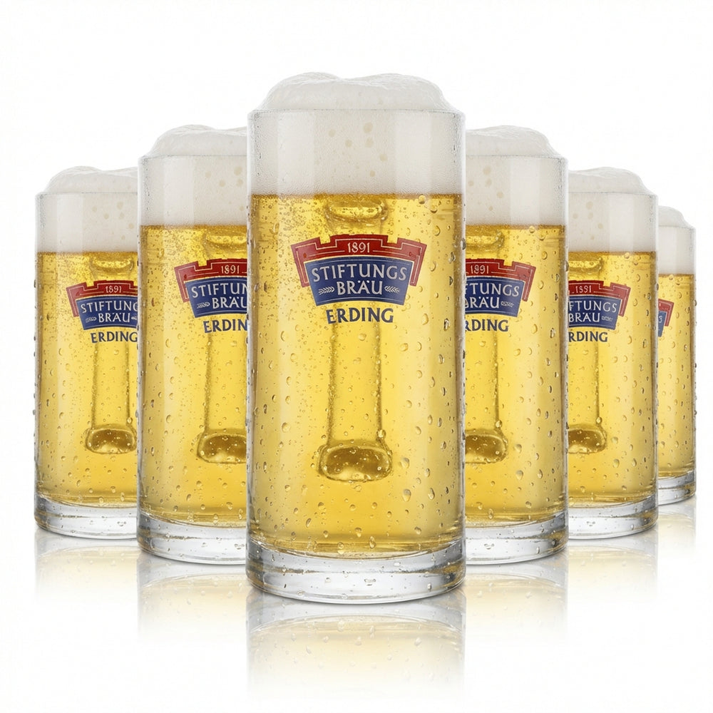 6 bicchieri Erdinger Weissbräu da 0,3 l Set di bicchieri Stiftungsbräu Birrificio Baviera