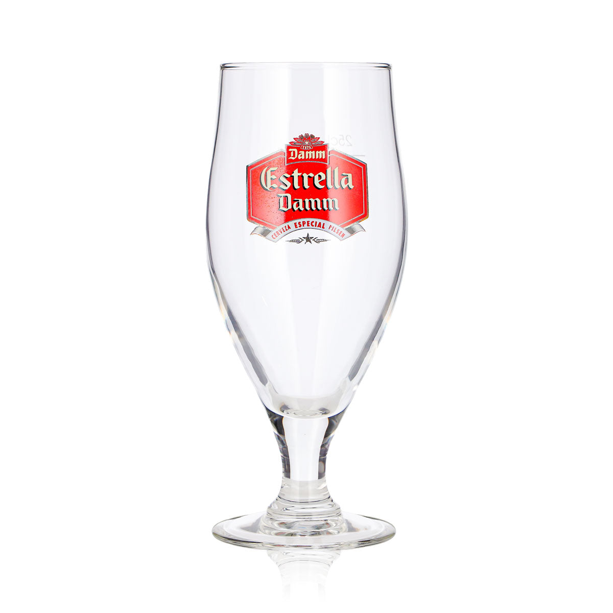 6 bicchieri da birra Estrella Damm da 0,25 l, modello a coppa, Cerveza Especial Pilsen, logo rosso – Vista 3