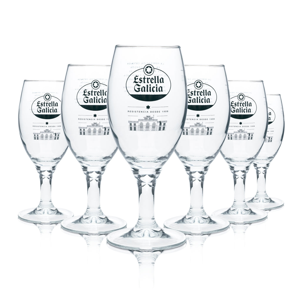 6 bicchieri da birra Estrella Galicia 0,3 l, forma a tulipano, Cerveza, Gastro Spain Taza
