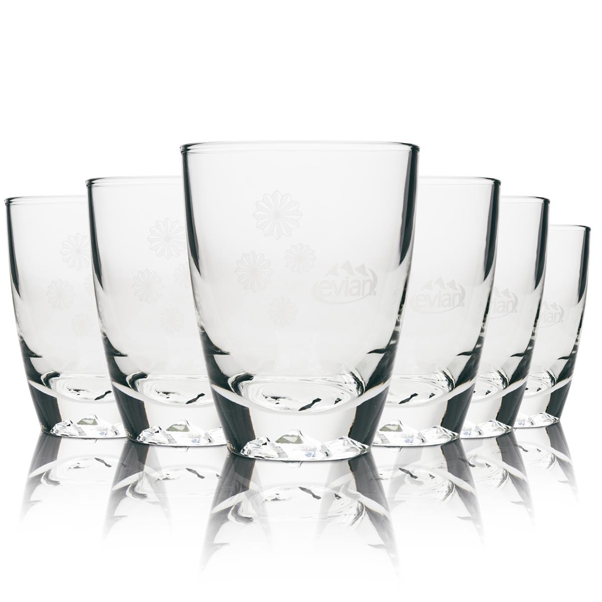 6 bicchieri tumbler Evian con albero sul fondo