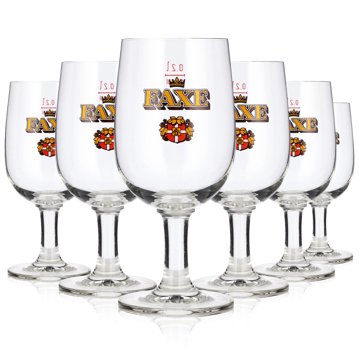 6 bicchieri da birra Faxe da 0,2 l, modello "Rastal König-Tulpen"
