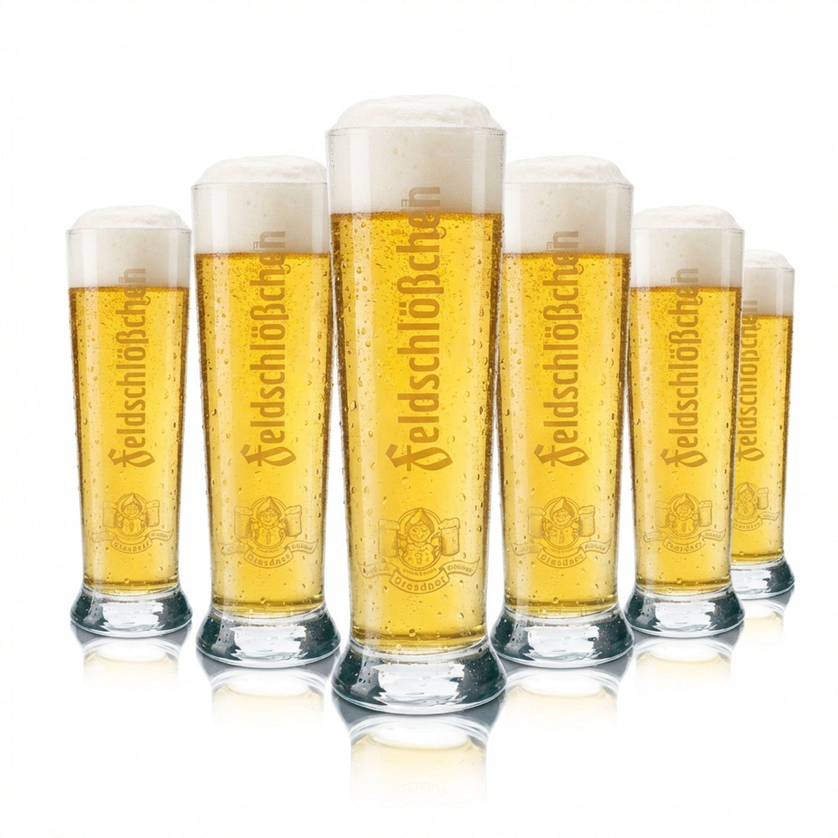 6 bicchieri Feldschlößchen da 0,5 l, forma a tulipano, calibrati per uso gastronomico, birra