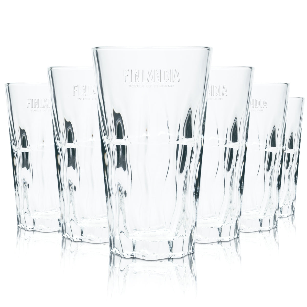 6 bicchieri Finlandia Vodka da 0,25 l Longdrink con rilievo Contorno Bicchieri da cocktail Taglio