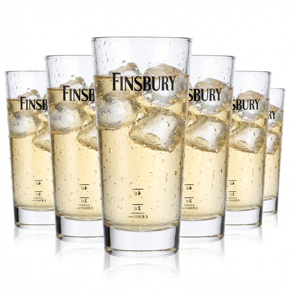 6 bicchieri da gin Finsbury Ginglas 0,35 l con logo nero orizzontale