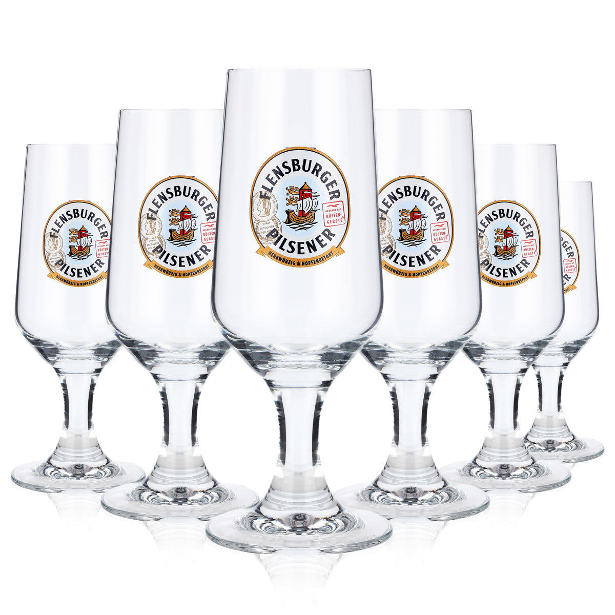 6 bicchieri da birra Flensburg da 0,2 l Bicchieri da birra Bicchiere a calice "Herbwürzig Hopfenbetont" – Vista 5