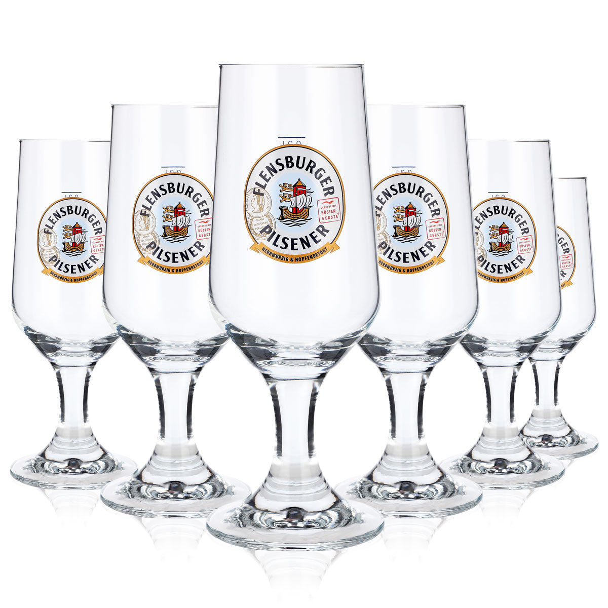 6 bicchieri da birra Flensburg da 0,3 l Bicchieri da birra Bicchiere a calice "Herbwürzig Hopfenbetont" – Vista 5