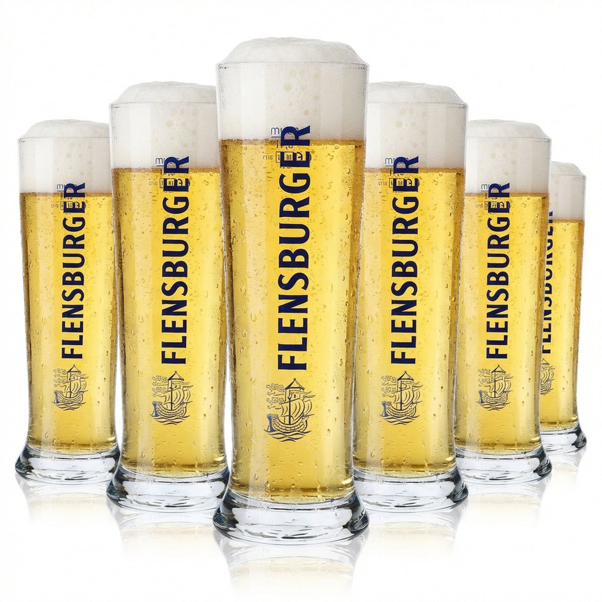 6 bicchieri da birra Flensburger da 0,4 l Bicchieri da birra Bicchiere da birra Tazza blu Scritta Vancouver