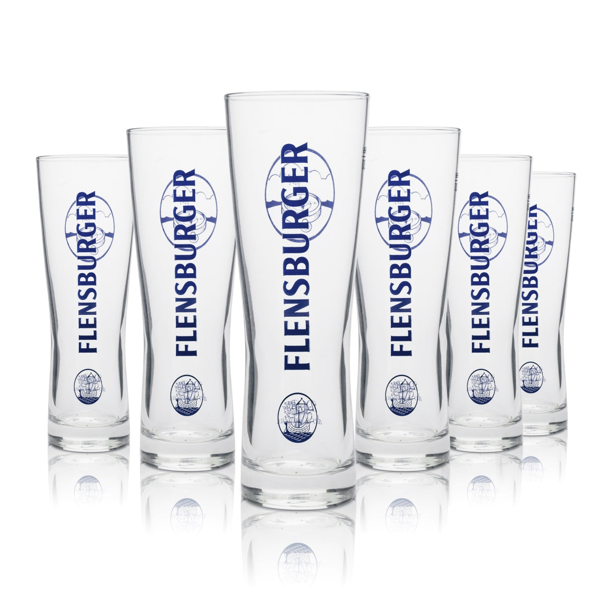 6 bicchieri da birra Flensburger "La birra del nord." Plop Sahm