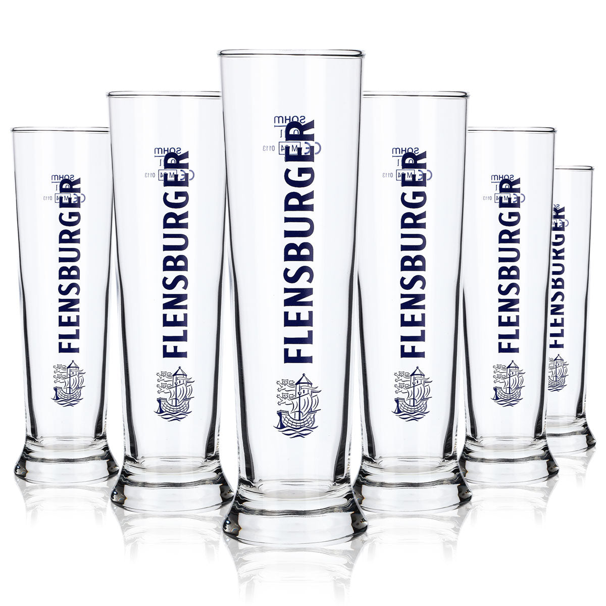 6 bicchieri da birra Flensburger da 0,2 l con scritta blu Sahm Vancouver – Vista 5