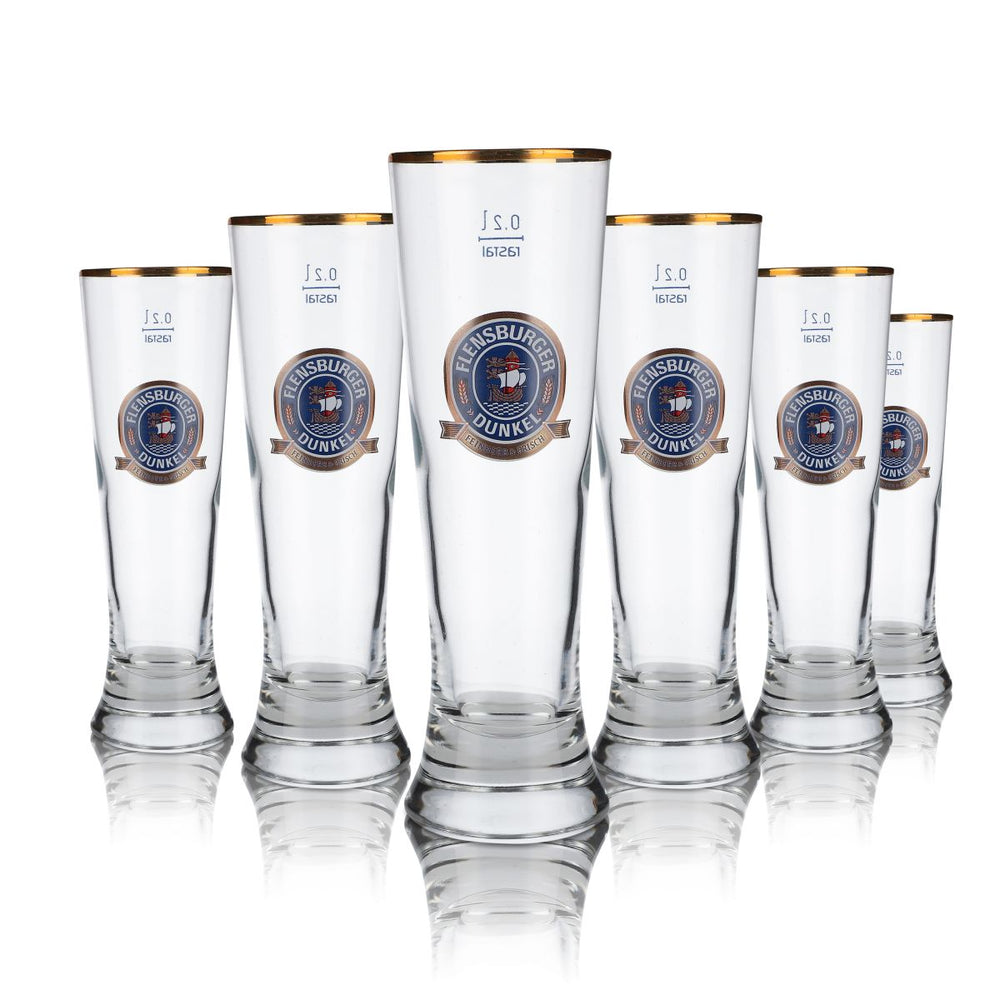 6 bicchieri da birra Flensburger da 0,2 l Merkur Tulpe Pilsener Dunkel